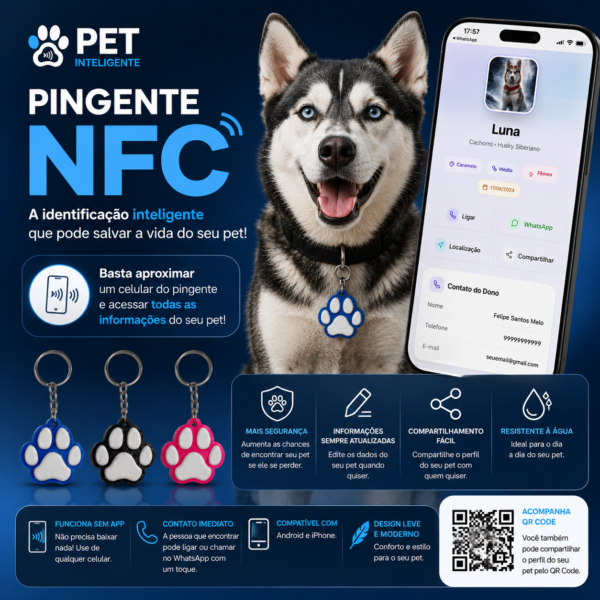 Chaveiro/Pingente para PET (NFC)